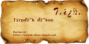 Tirpák Ákos névjegykártya